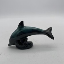 Blue Mountain Pottery Dolphin Figurine 4.25w X 2.25h Drip Glaze Canada Vintage picture