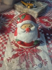 Vintage santa bell ornament ceramic picture