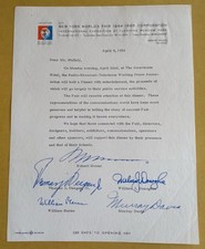 1963 NEW YORK WORLD'S FAIR 1964-1965 CORPORATION LETTER WITH PRINTED SIGNATURES picture