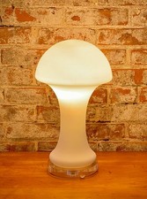 Vintage 1970s White Glass Mushroom Lamp Lucite Base Laurel Lamp Style MCM picture