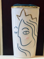 Starbucks 2017 Anniversary Gold Crown Mermaid Siren Ceramic 10 oz Travel Mug picture