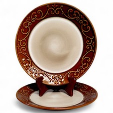 2pc Discontinued Better Homes & Gardens Embossed Scroll Salad Plate Set 8 3/8