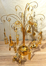 13x KG & C Inc AUSTRIAN CRYSTAL 24K Gold Plated Ornaments With Display Stand picture