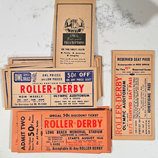 Vintage OWL Drugs Roller Derby Ticket Stubs & Passes Lot, Reserved Seat/Admit picture