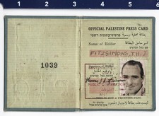 1948 Palestine Press Card for Associated Press Photographer Thomas Fitzsimmons picture