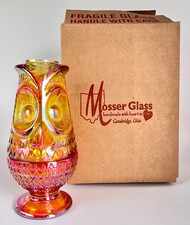 Mosser Marigold Carnival Glass Owl Fairy Lamp Glows under UV LIMITED EDITION picture