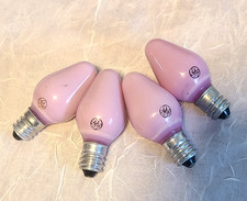 4 GE Pink Christmas Lights C-7 C7 Bulbs Lamps, Inside Paint - Bulbs ONLY Vintage picture