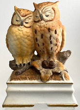 Towle Fine Porcelain Set of Owls -Musical Wind Up/ On & Off Switch In Orig Box picture