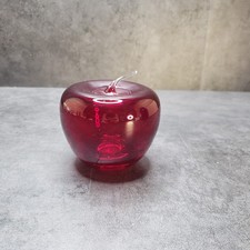 Art Glass Ruby Red Apple Paperweight picture