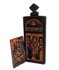 Vintage Ethiopian Orthodox Prayer Wooden Icon – Hand-Painted Religious African picture