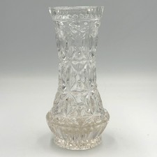 Vintage Oberglas Austria Cut Crystal Clear Pressed Glass Bud Vase Starburst Diam picture