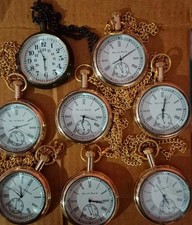 Vintage Antique pocket Watches Men's ,women's Elgin Brass Marine lots of 8 pcs picture