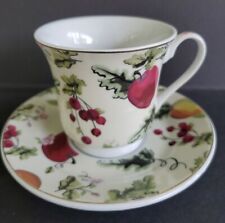 DARICE Tea Cup Fruit Apples and Cherries Teacup and Saucer Set - Floral picture