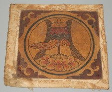 Real Rare Tibet 19th Century Old Antique Buddhist Cotton Thangka Victory Banner picture