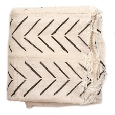 White Bogolan Mali Mud Cloth Jumbo Arrow Design African Black and White Cotton picture