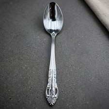 Vintage HF LTD Hanford Forge Pierced Rose Teaspoon Silverware Stainless Steel 6