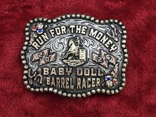 Barrel Racing X~TREME☆2026☆RODEO CHAMPION TROPHY BUCKLE☆Run For Money☆Rare☆X13 picture