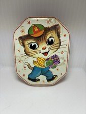 Vintage Daintee Toffee Cat & Present Tin 1960s Blackpool England Toffee Dish picture