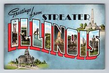 Streater IL-Illinois, LARGE LETTER Greetings Vintage Souvenir Postcard picture