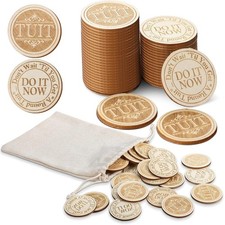 24 Pcs Wood Round Tuit Token 1.5 Inch picture