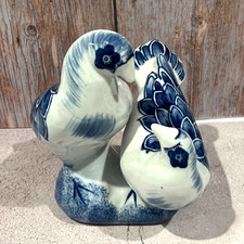 Formalities By Baum Bros Ceramic Pair of Dove Birds Cobalt Blue & White Figurine picture