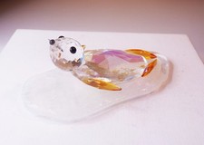 Vintage Iridescent Crystal Seal Pup On Ice Floe Figurine picture