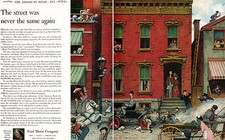 Norman Rockwell FORD MOTOR CARS The Street Was Never The Same Again BIG 1953 AD picture