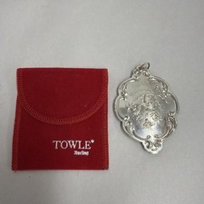 Towle Sterling Silver 1990 Christmas Ornament 1690-1990 Anniversary w/ Pouch picture