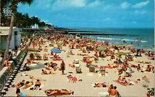 Miami Beach, Florida FL Postcard Public Beach at 21st St Men & Girls Sunbathing picture