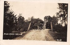 J37/ Perrington Michigan RPPC Postcard c1910 Pine Creek Bridge Wagon 346 picture