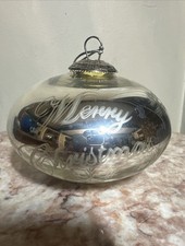 Vintage Kugel Midwest Christmas Ornament Silver Glass “Merry Christmas” picture