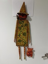 Vintage Primitive Folk Art Pumpkin Wood Wall Hanging 24