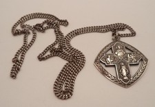 Vtg Sterling Silver 4 Way Medal Necklace 24