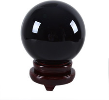 LONGWIN 150mm(5.9 inch) Big Divination Black Crystal Ball for Witchcraft Fengshu picture