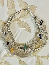 Vtg Carolyn Pollack Sterling Pearl Liquid Silver Southwest MultiStrand Bracelet picture