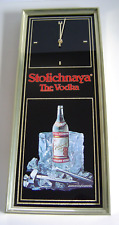 Vintage Bar Advertisement Clock Sign Stoli Vodka Stolichnaya NOS W/Box 10