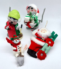 Vtg Annalee Christmas Mice Figures Mouse Snowman and Santa Ornaments Lot of 4 picture