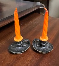 Vintage Halloween Gurley Novelty Co. Pair of Twisted Taper Chamberstick Candles picture