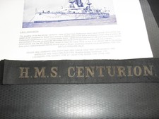 Cap Tally H.M.S. CENTURION (dot) Pre-WW 1  Royal Navy Battleship. picture