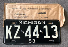 RARE NOS 1953 MICHIGAN LICENSE PLATE UNUSED ORIGINAL CHEVY FORD DODGE ETC NICE  picture