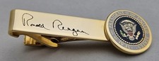 1980s Ronald Reagan Presidential Seal Tie Bar Facsimile Signature Original Box picture