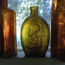 1830s HENRY CLAY DANIEL WEBSTER (BYRON -SCOTT) G1-114 PORTRAIT HISTORICAL FLASK picture