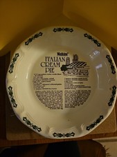 Watkins Italian Cream Pie Recipe 11in Round Ceramic Pie Dish 1983 USA picture
