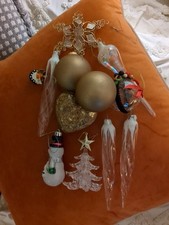 Lot Of 12 VTG CHRISTMAS ORNAMENTS HANDPAINTED picture