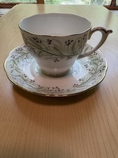 Vintage Roslyn Fine Bone China Cup Saucer Set Whispering Grass England picture