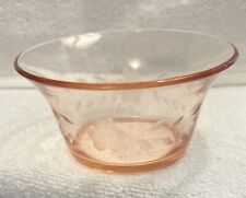 Pink Etched Depression Glass Dessert Dish Sherbet Antique 3” X 5” picture