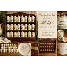 Vintage 1992 Lenox Spice Garden Complete 24 Porcelain Jars & Wood Rack picture