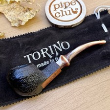 Torino Italy Sandblasted Bent Bulldog Briar Tobacco Pipe - New picture