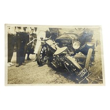 Vtg 1917 PA Motorcycle Accident Scene Early V-Twin Americana Photo picture
