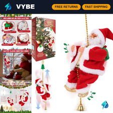 3-Mode Climbing Santa on Rope - Animated Musical Christmas Decoration, Holiday F picture